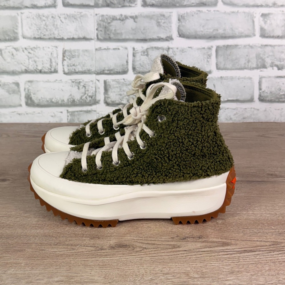Converse Run Star Hike Sherpa Platform Sneakers Green Womens 7.5